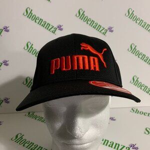 PUMA Hat Evercat Luke Stretch Fit Baseball Cap Black Red Logo L/XL